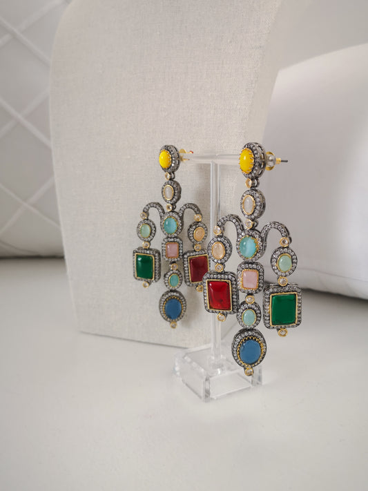 Chandelier Statement Earrings - Multicoloured