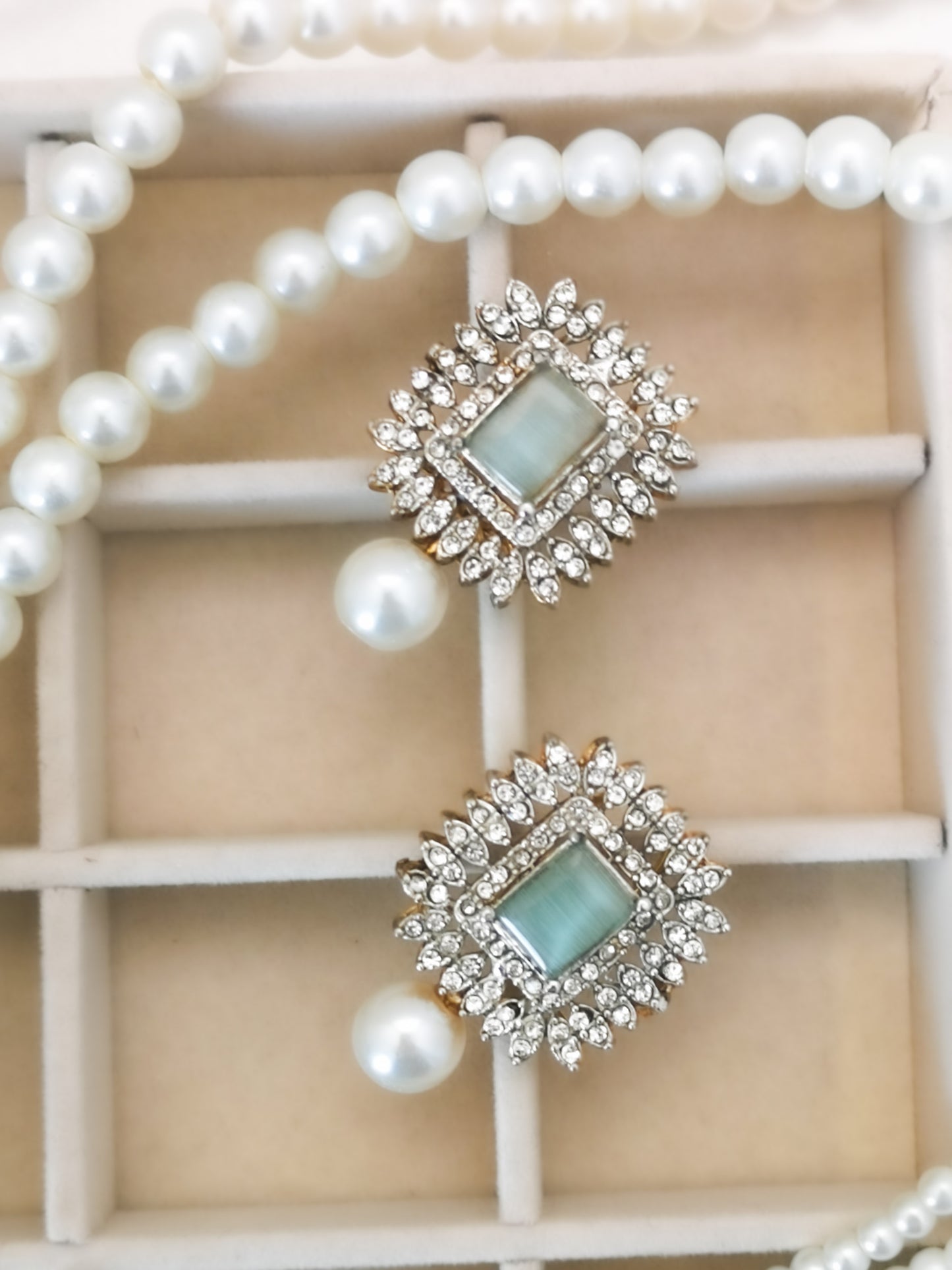 Pearl Choker Set - Mint (Choker, Earrings, Pendant Necklace and Teeka)