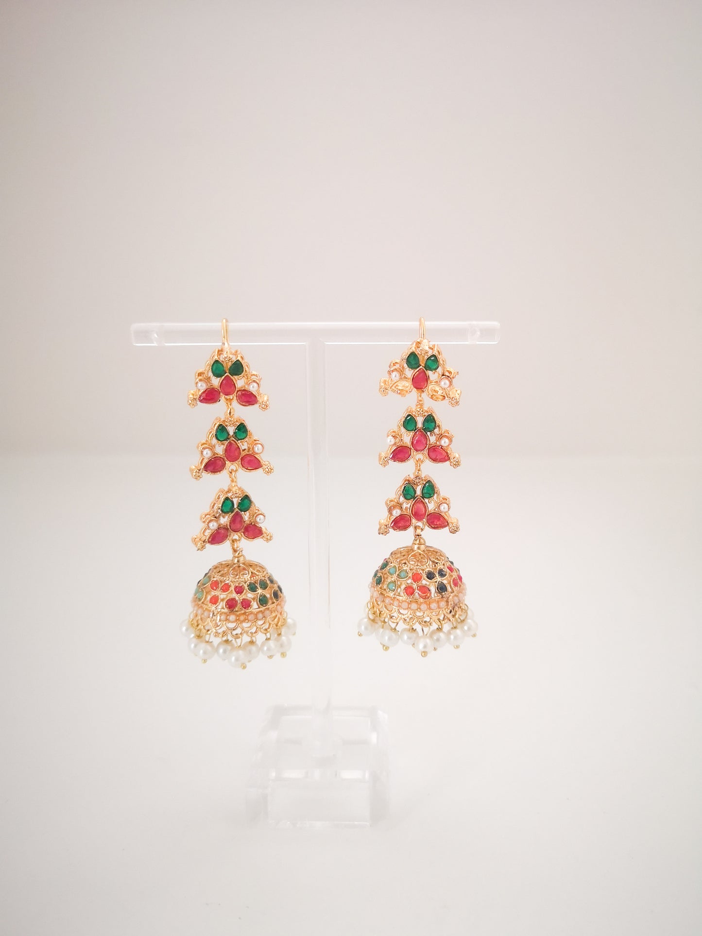 Double Layered Floral Set (Earrings, Necklace and Teeka)