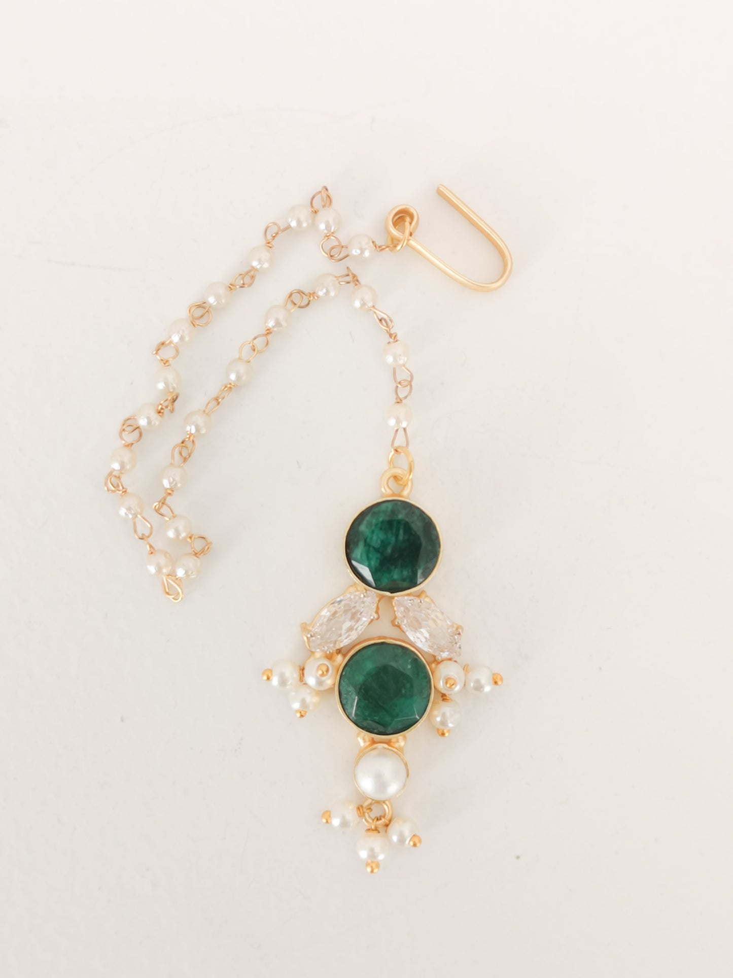 Classic Mimi Freshwater Pearl Collection - Zircon, Pearls, Natural Stones, Gold Plated - Dark Green