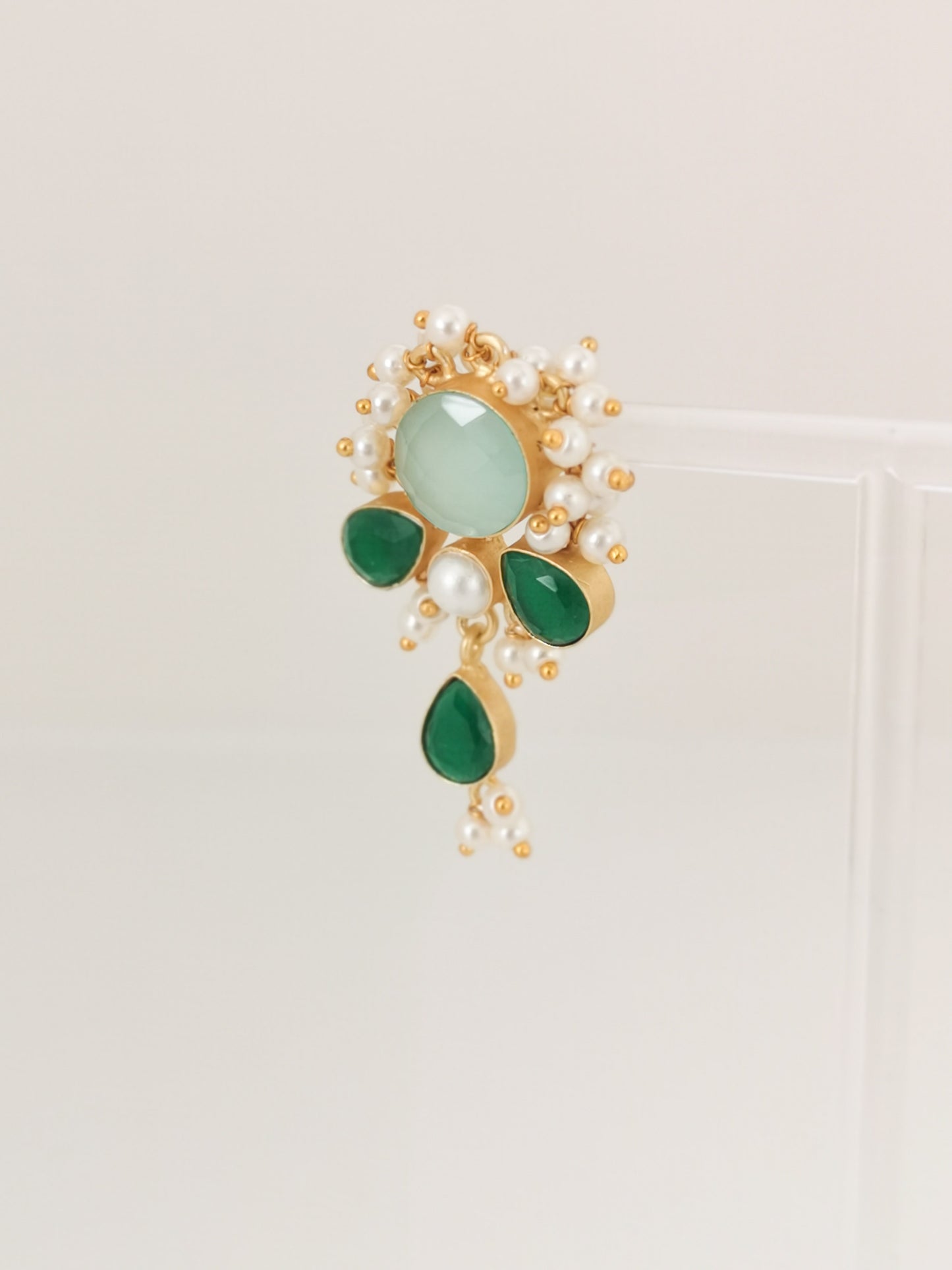 Classic Mimi Freshwater Pearl Collection - Chalcedony, Crystals, Pearls, Gold Plated