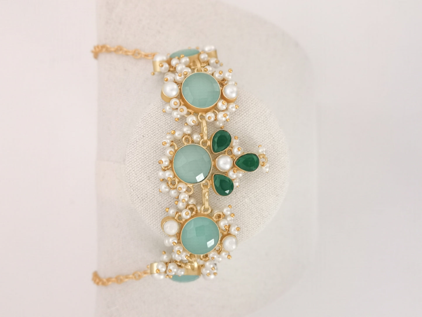 Classic Mimi Freshwater Pearl Collection - Chalcedony, Crystals, Pearls, Gold Plated