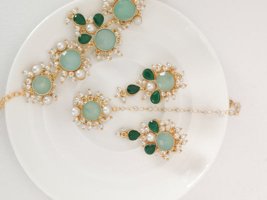 Classic Mimi Freshwater Pearl Collection - Chalcedony, Crystals, Pearls, Gold Plated