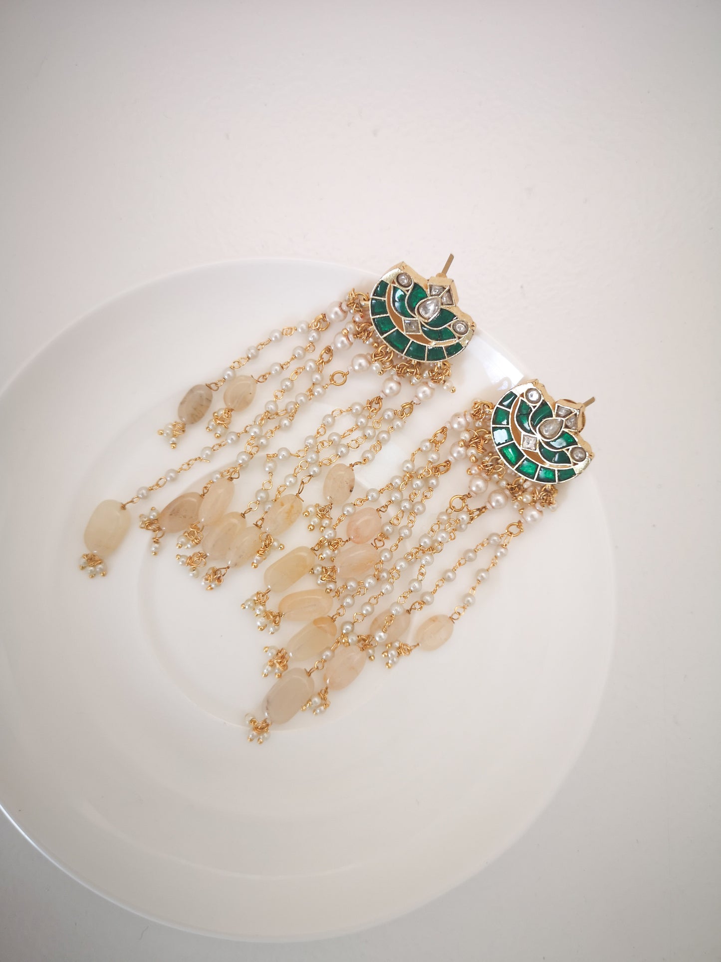 Introducing our waterfall earrings for the festive season Champagne and Dark Green