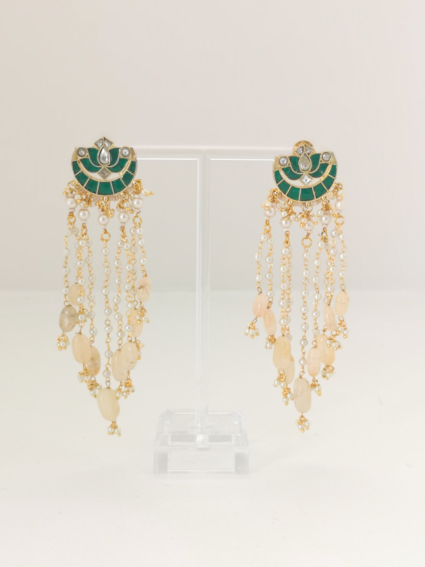 Introducing our waterfall earrings for the festive season Champagne and Dark Green