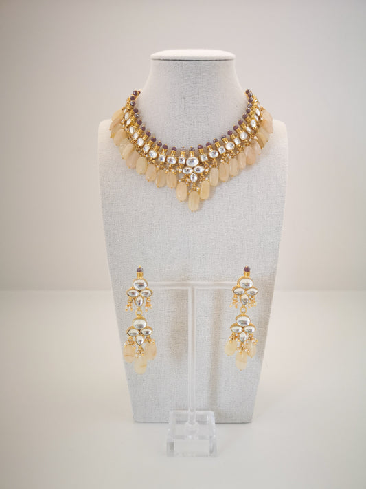 Pachi Kundan Set - Champagne Colour