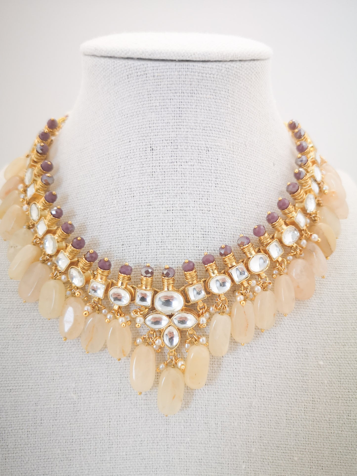 Pachi Kundan Set - Champagne Colour