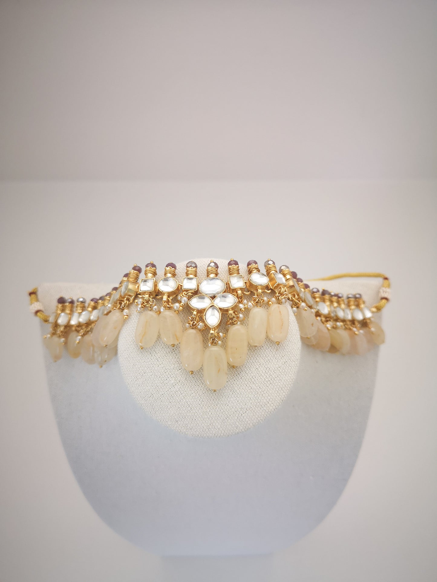 Pachi Kundan Set - Champagne Colour