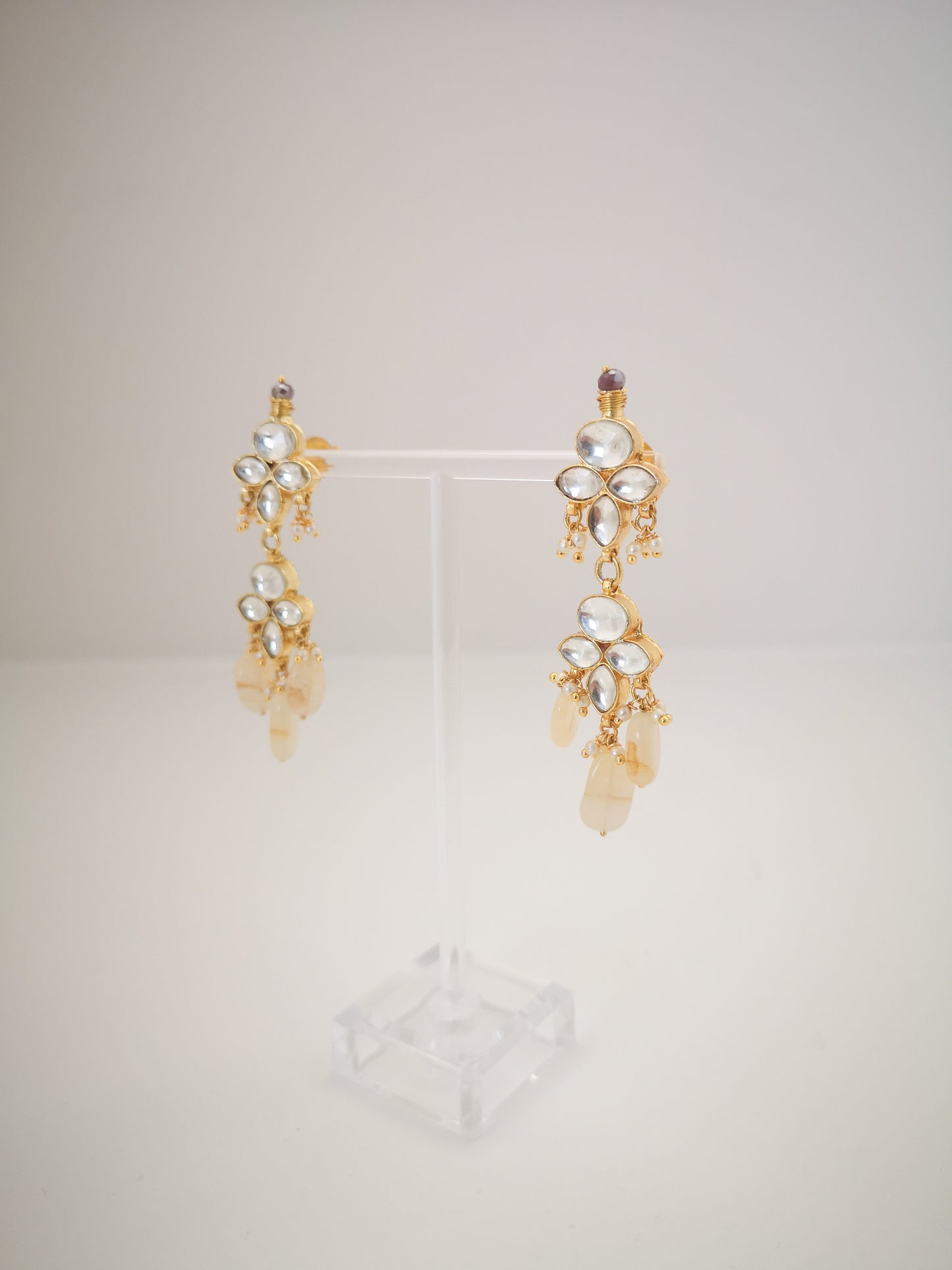 Pachi Kundan Set - Champagne Colour