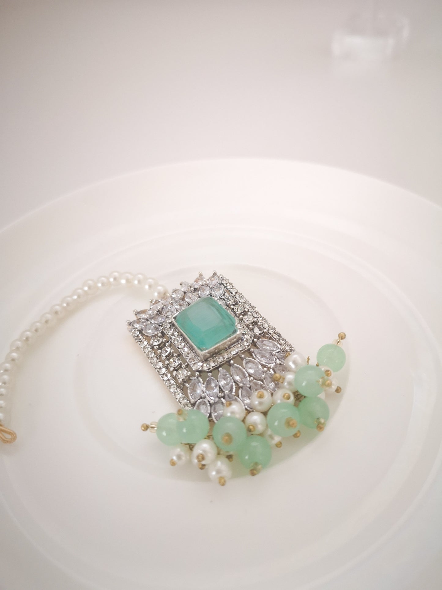 Choker Set in Pearls and Rhinestones - Mint