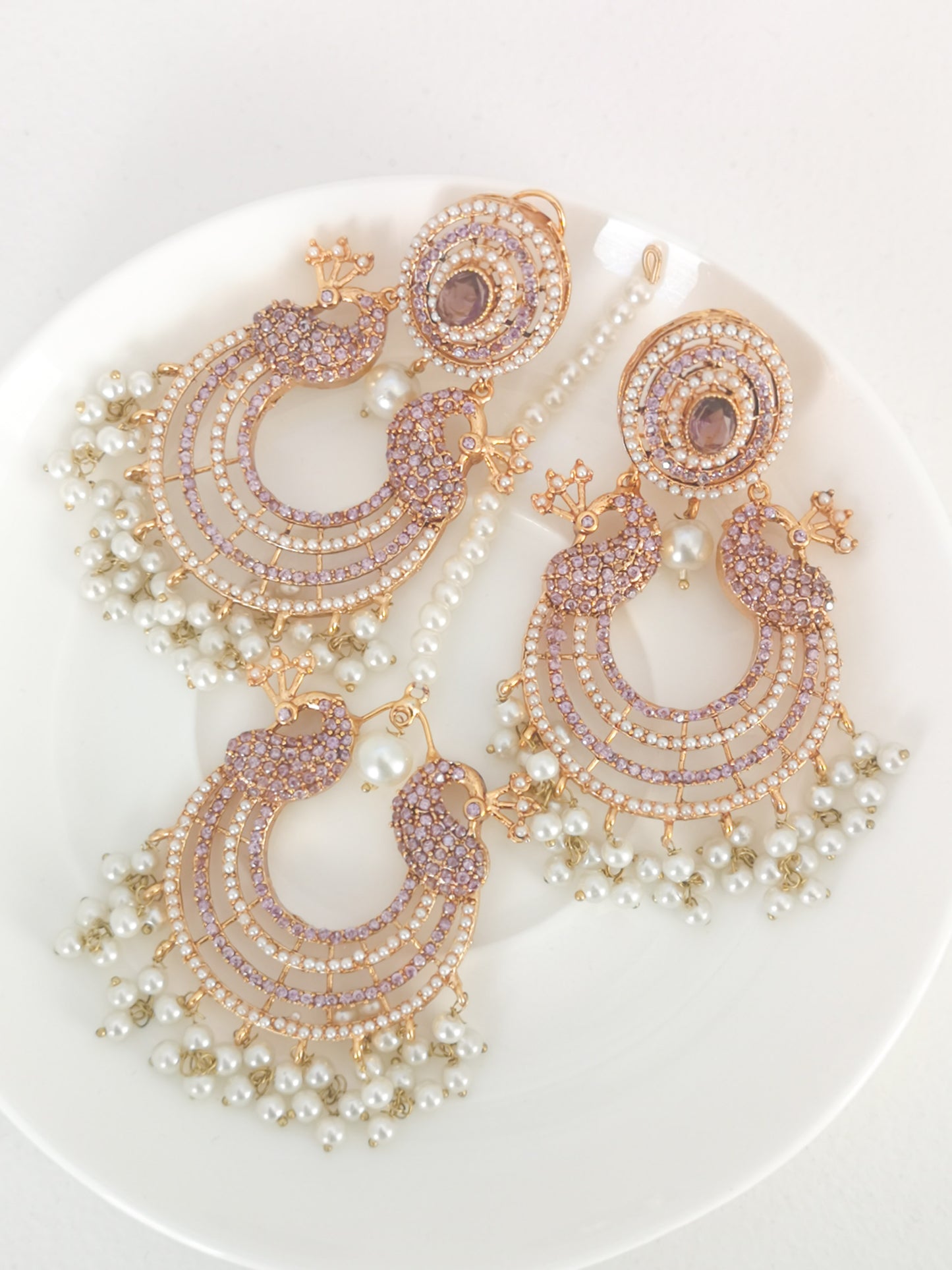 Chaand Baali and Teeka Set - Lilac