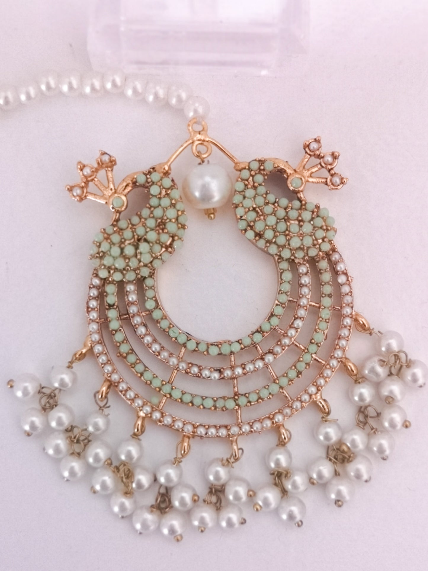 Chaand Baali and Teeka Set Light Green