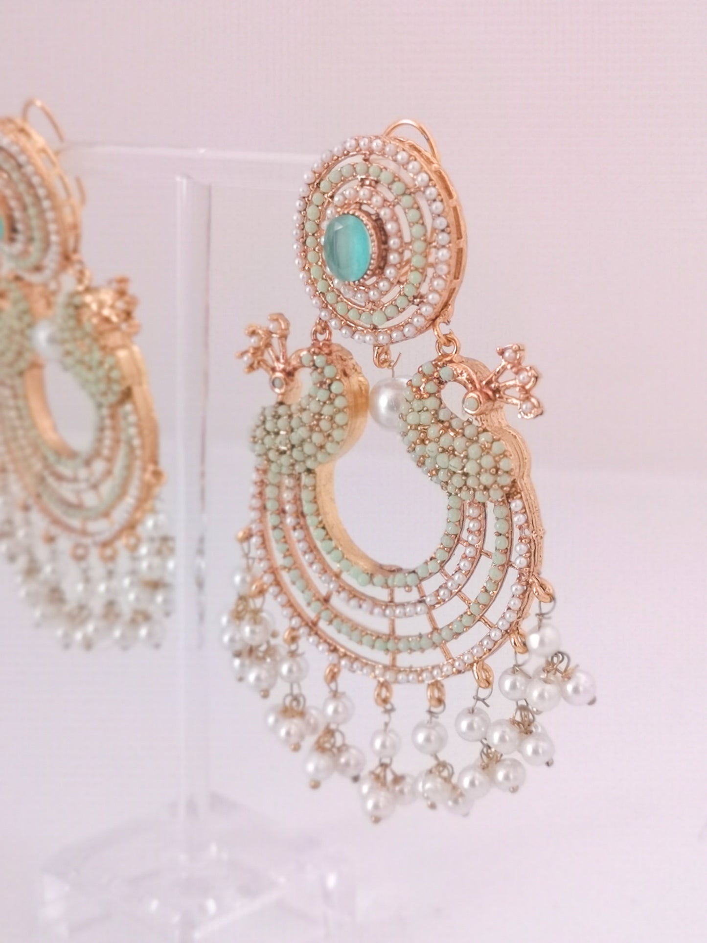 Chaand Baali and Teeka Set Light Green