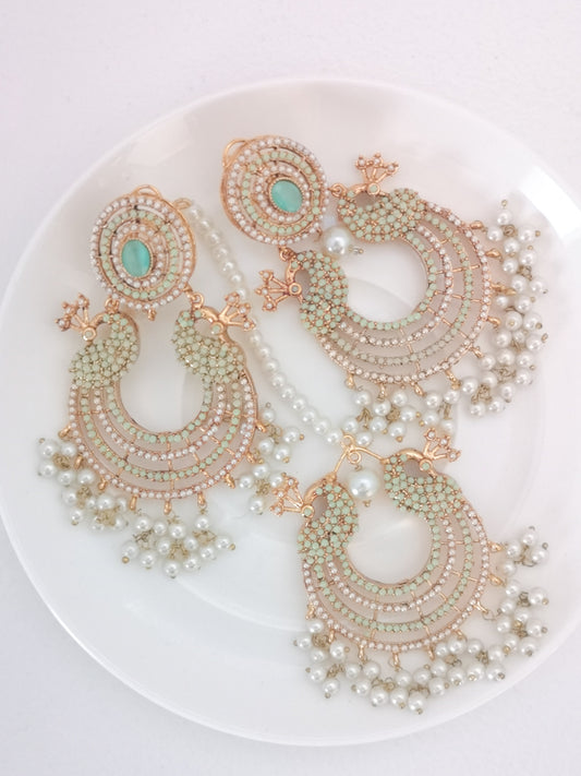 Chaand Baali and Teeka Set Light Green