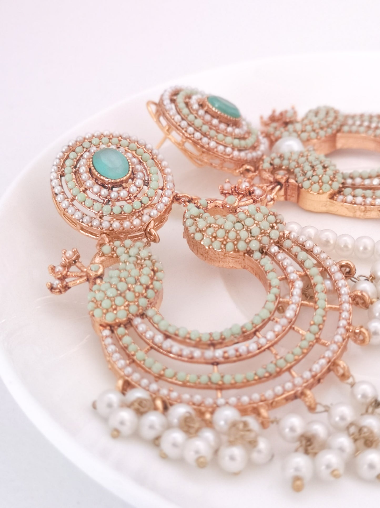Chaand Baali and Teeka Set Light Green