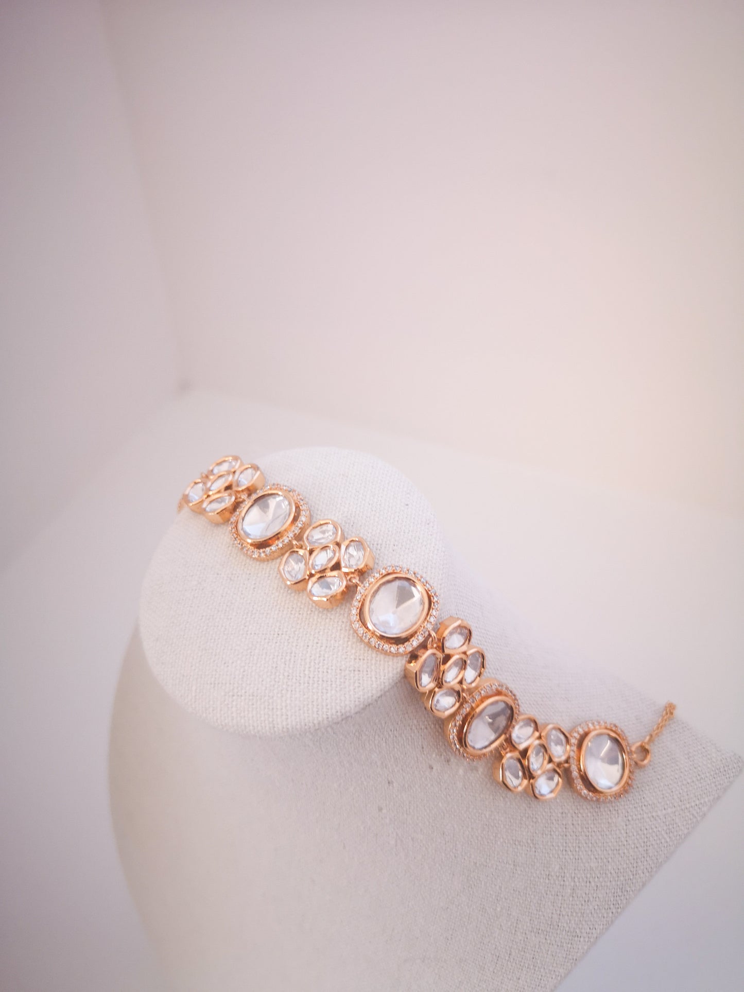 Polki and Kundan Necklace and Earrings in Rose Gold