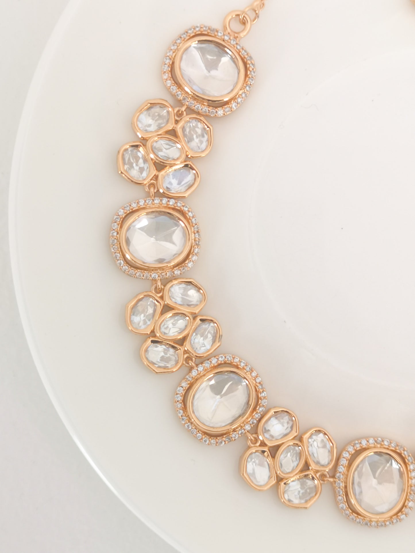 Polki and Kundan Necklace and Earrings in Rose Gold