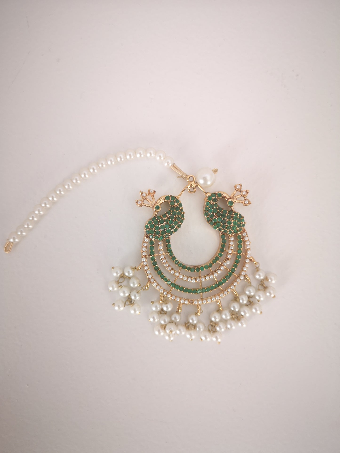 Chaand Baali and Teeka Set - Dark Green