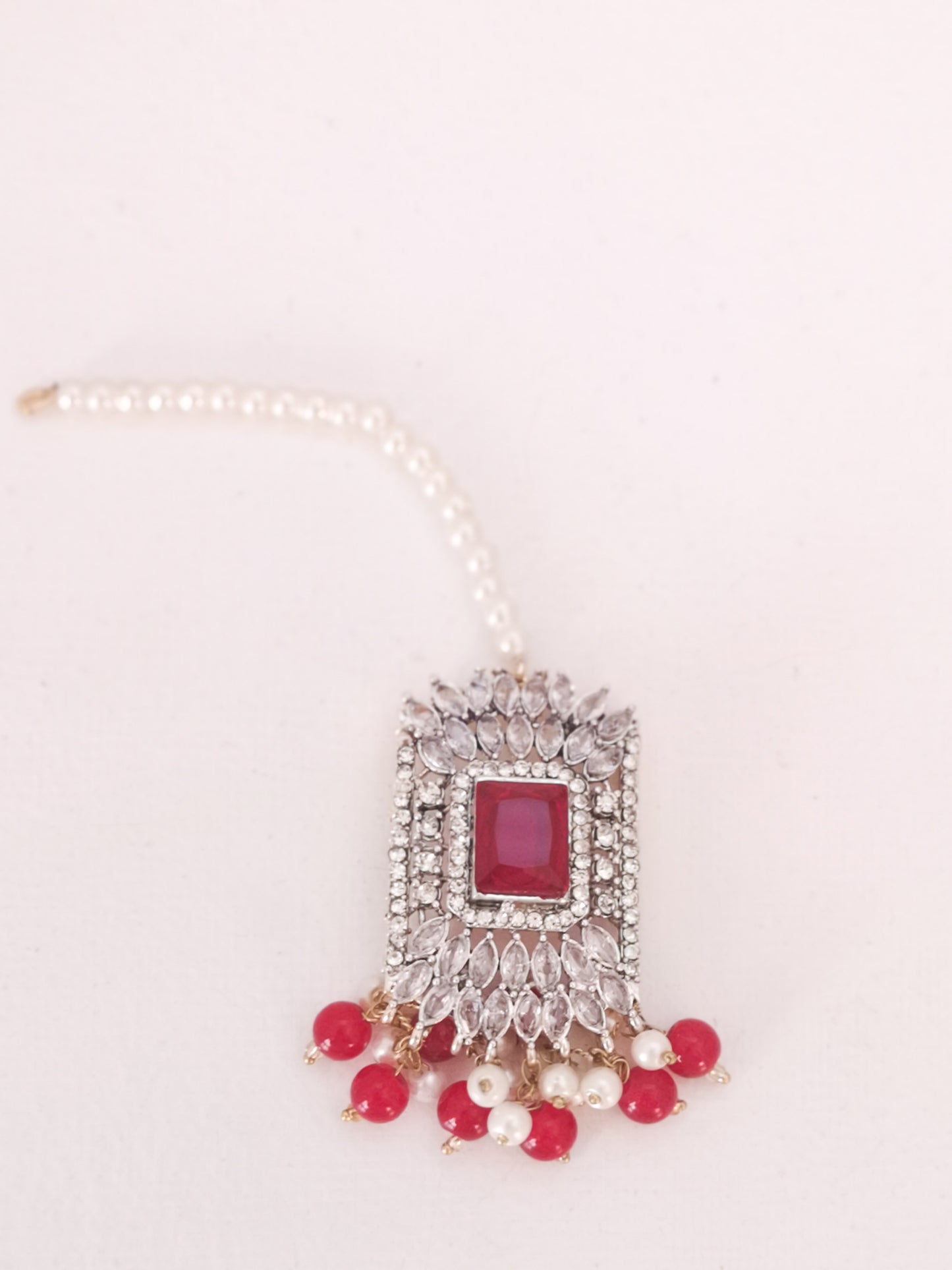 Choker Set in Pearls and Rhinestones - Red