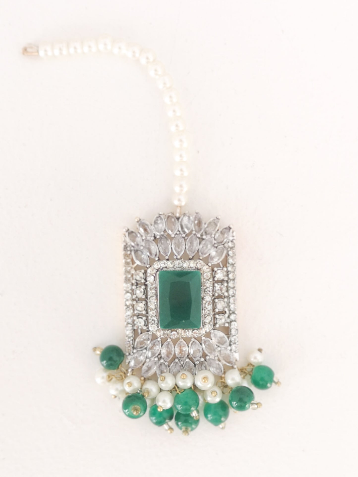 Choker Set in Pearls and Rhinestones - Dark Green