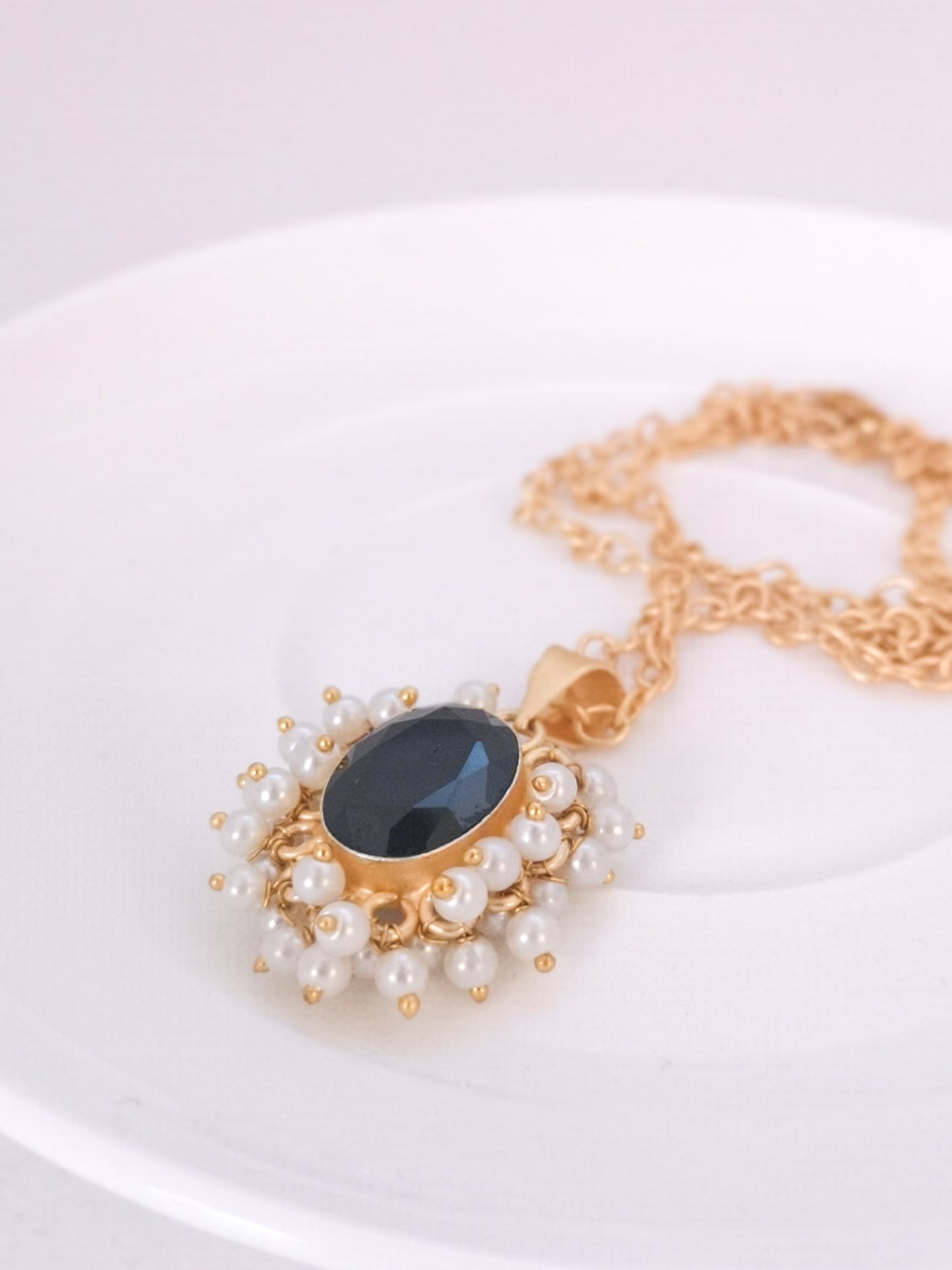 Classic Mimi Freshwater Pearl - Gold Plated, Pendant Necklace - Black
