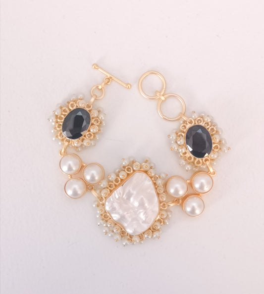 Classic Mimi Freshwater Pearl Collection - Bracelet, Gold Plated - Black