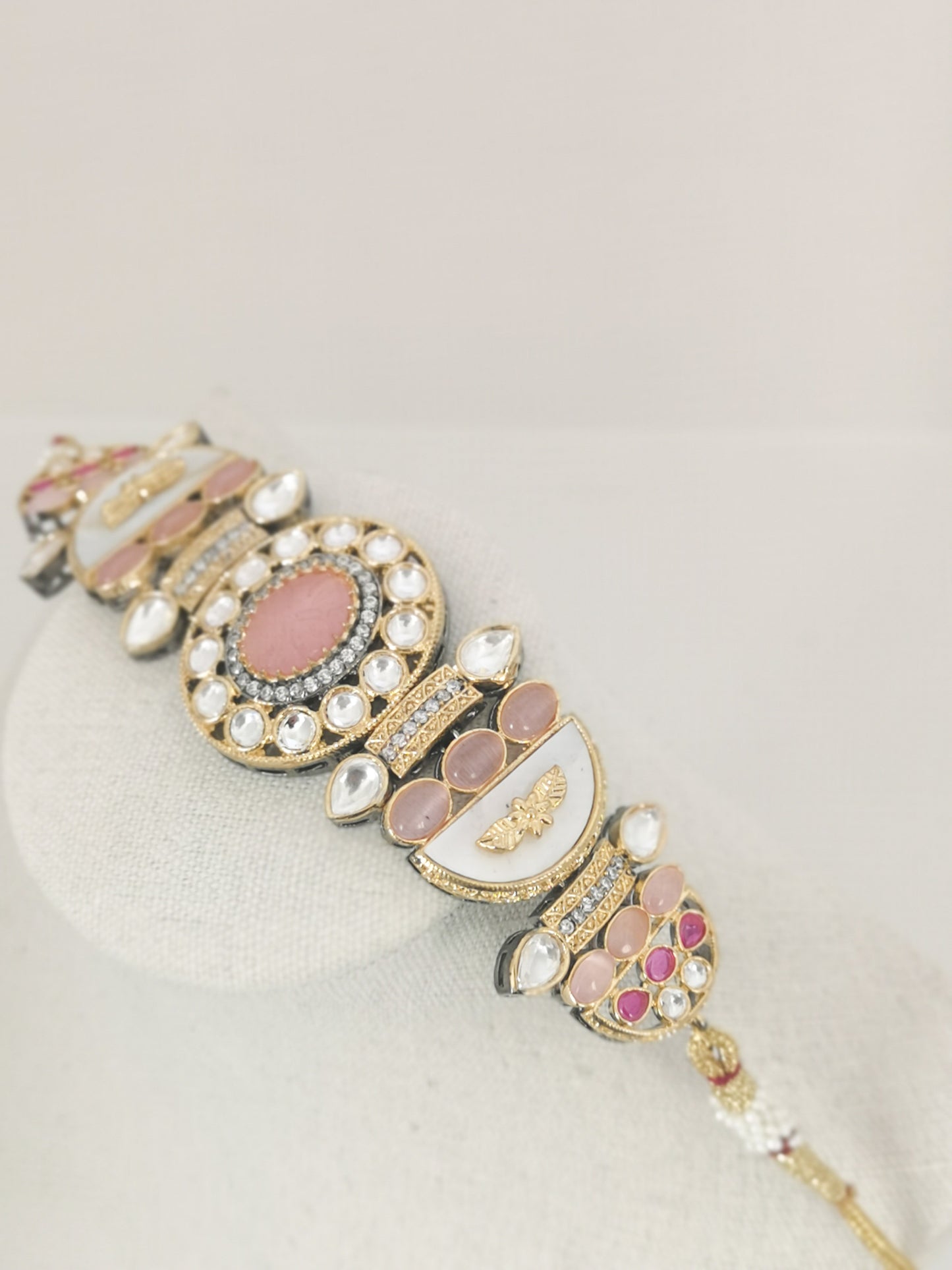 Choker Set - Pink and Beige - (Earrings and Necklace)