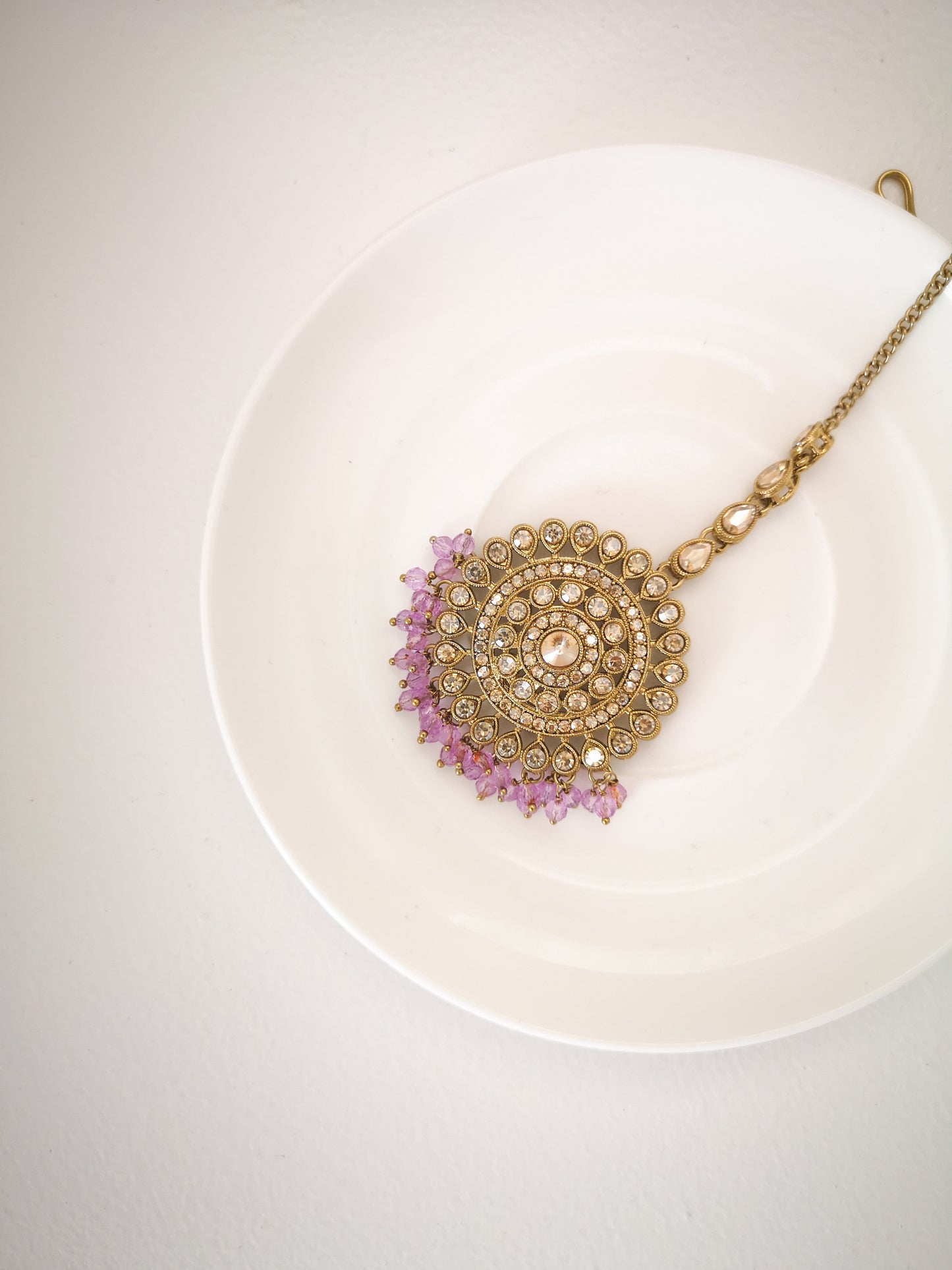Bronze and Lavender Necklace Set with Earrings and Teeka
