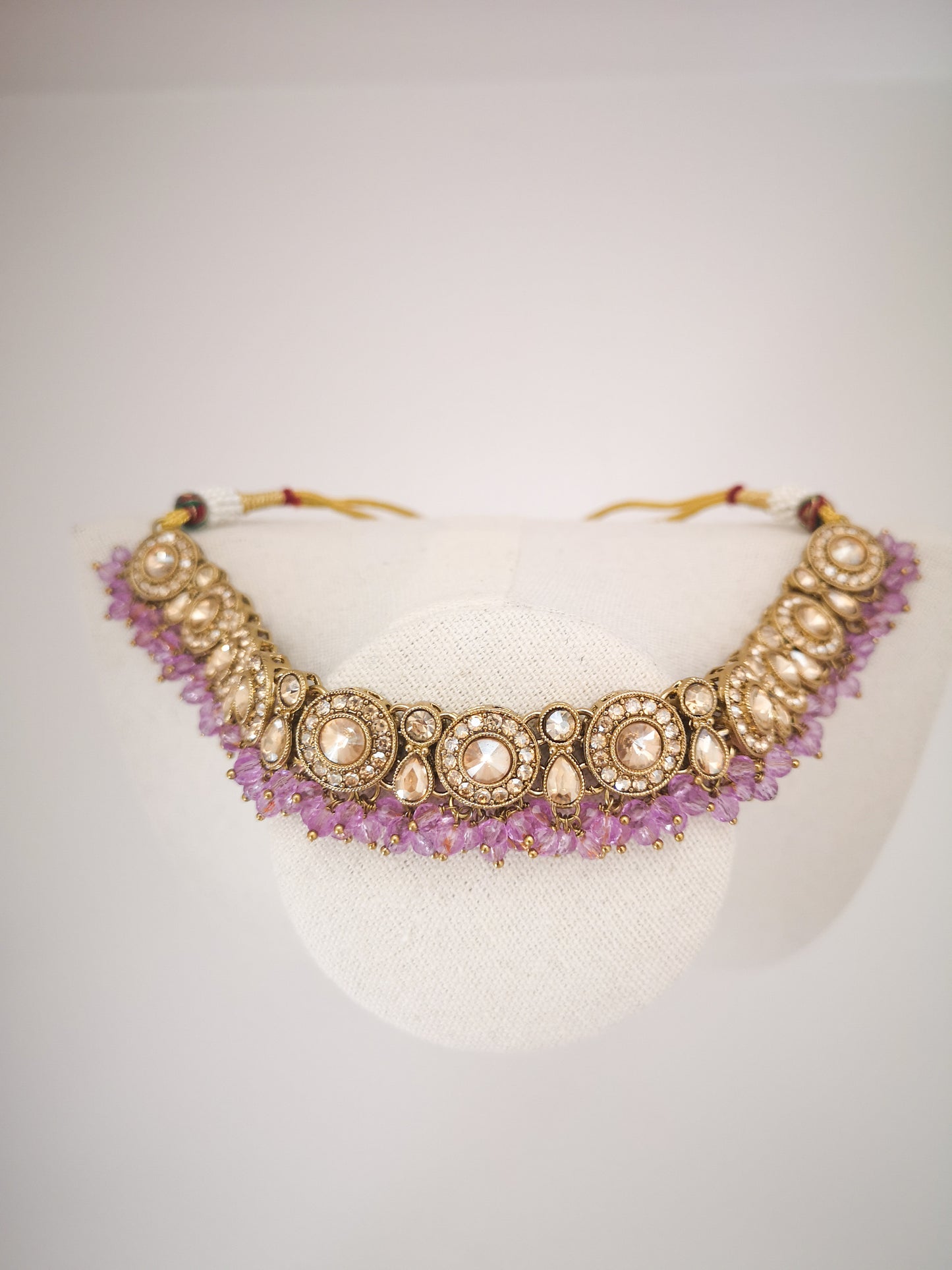 Bronze and Lavender Necklace Set with Earrings and Teeka