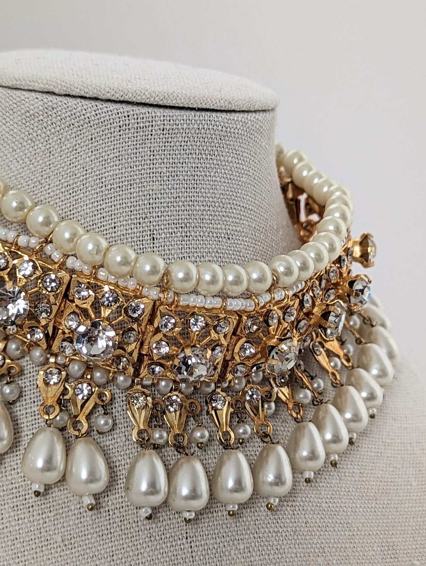Pearls, Stones Choker Set - Earrings, Necklace and Teeka Set
