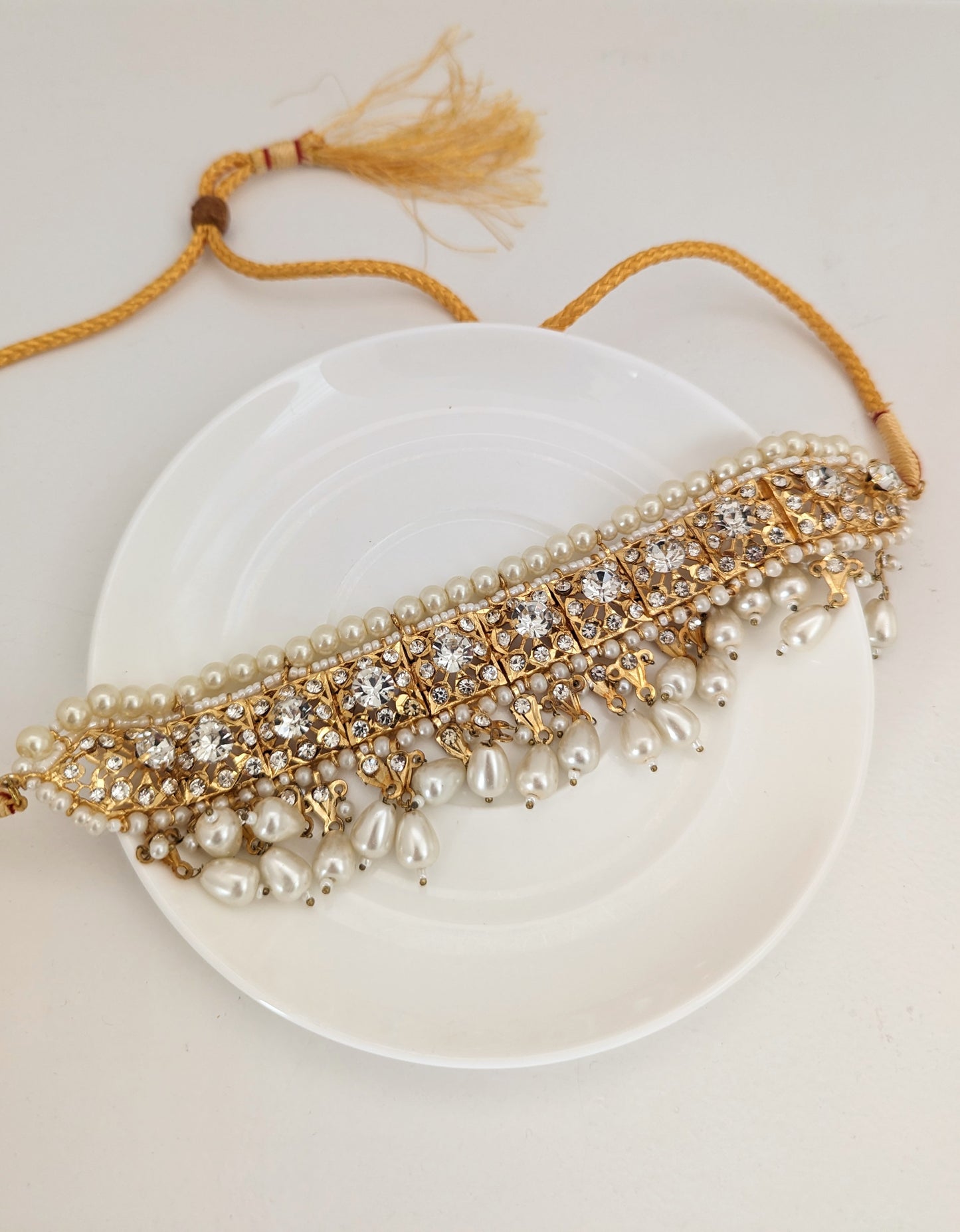 Pearls, Stones Choker Set - Earrings, Necklace and Teeka Set