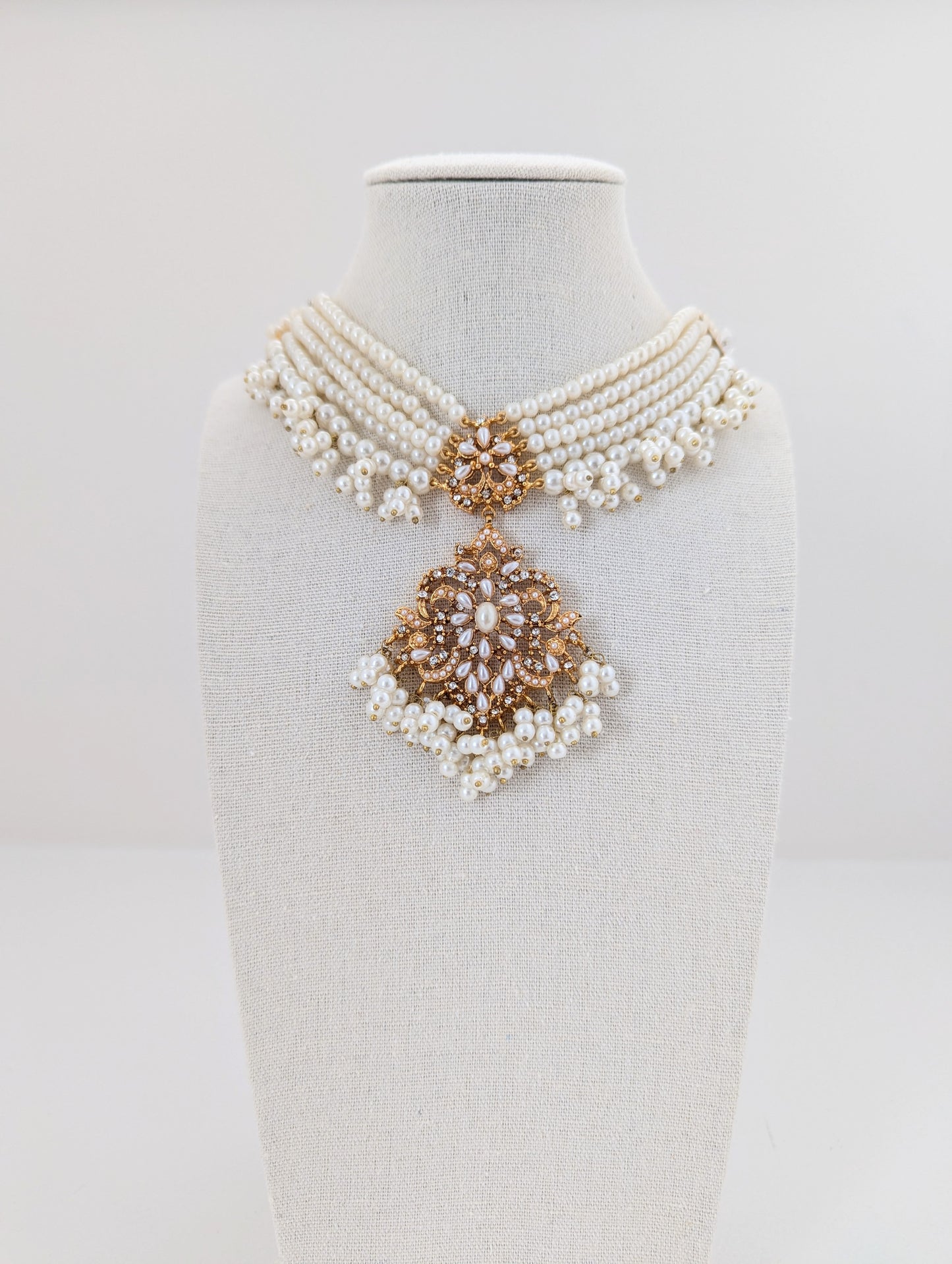 Off-White Pearl Set with Rhinestones