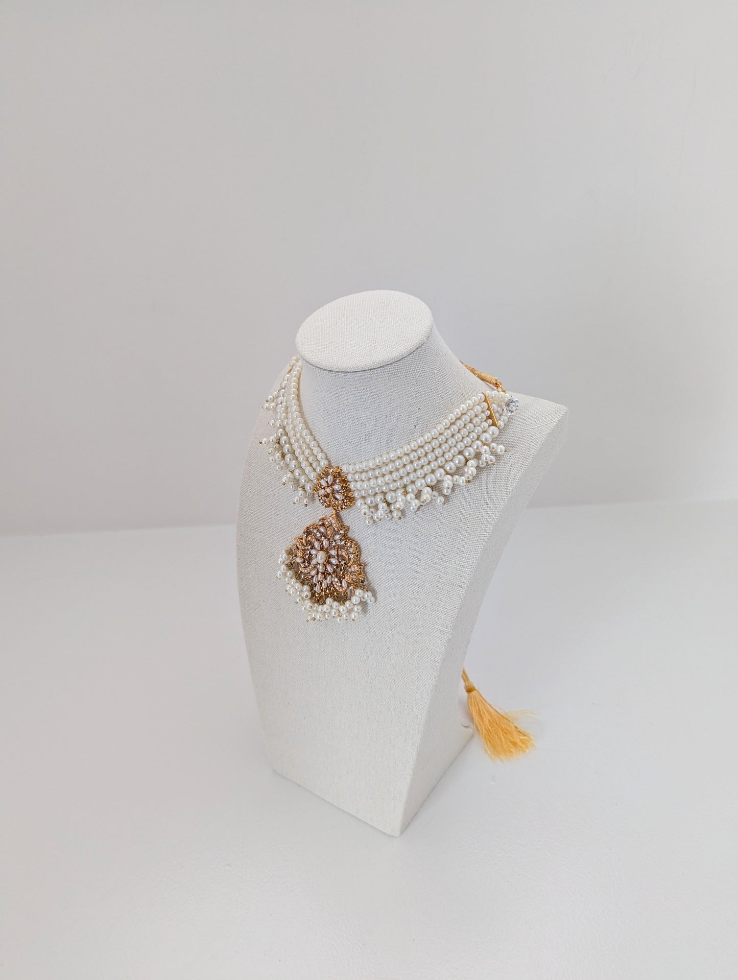 Off-White Pearl Set with Rhinestones