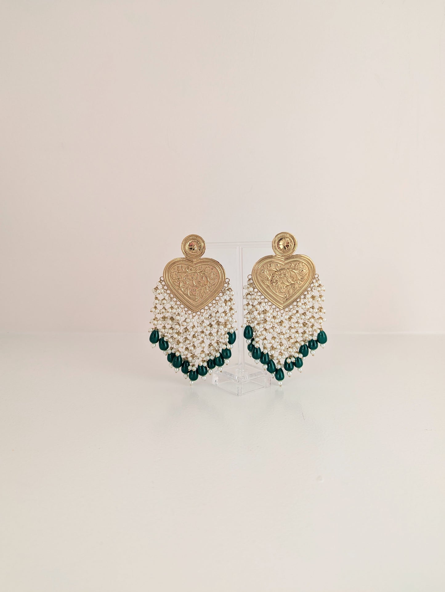 Thapa Statement Earrings - Dark Green