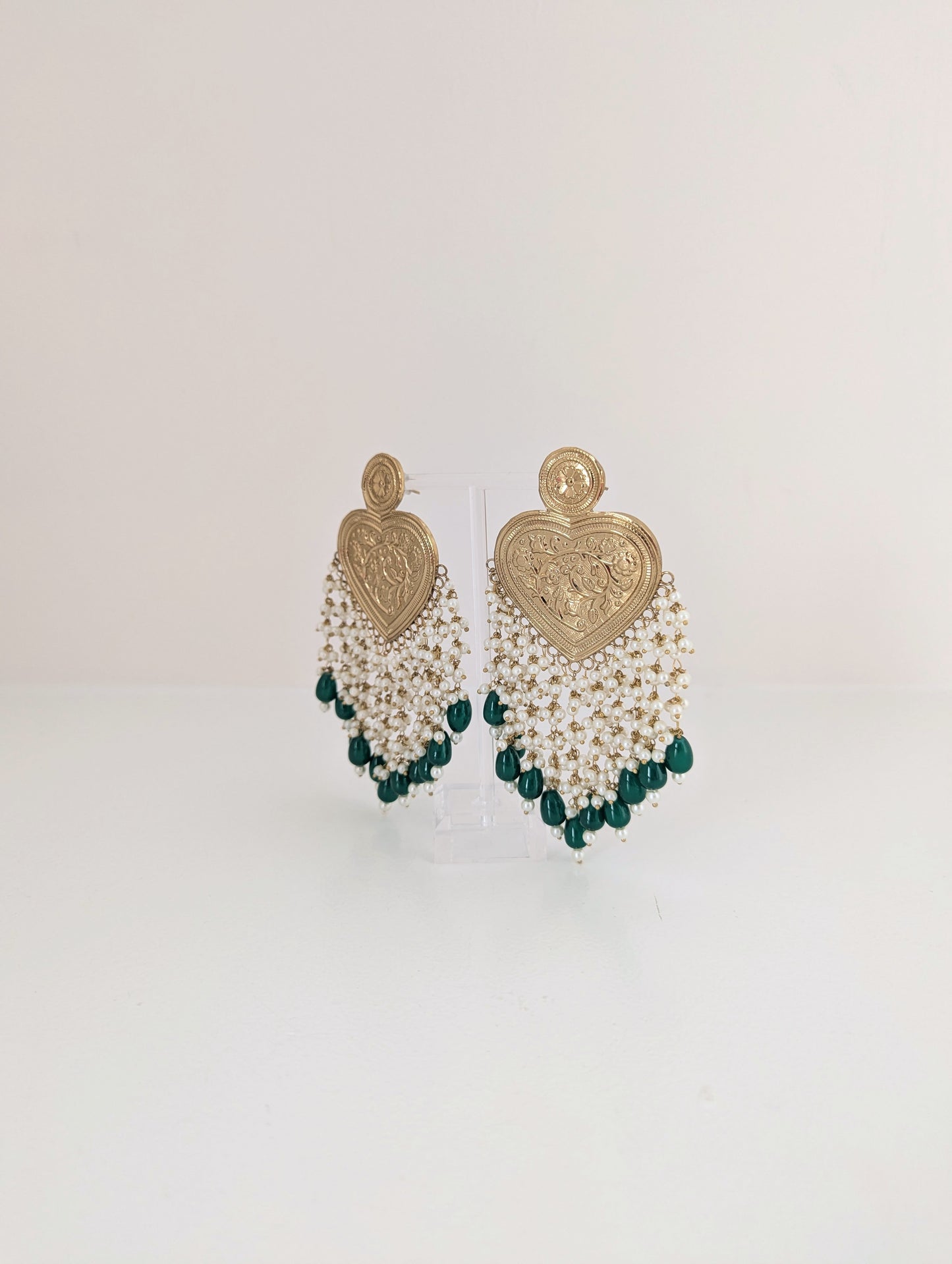 Thapa Statement Earrings - Dark Green