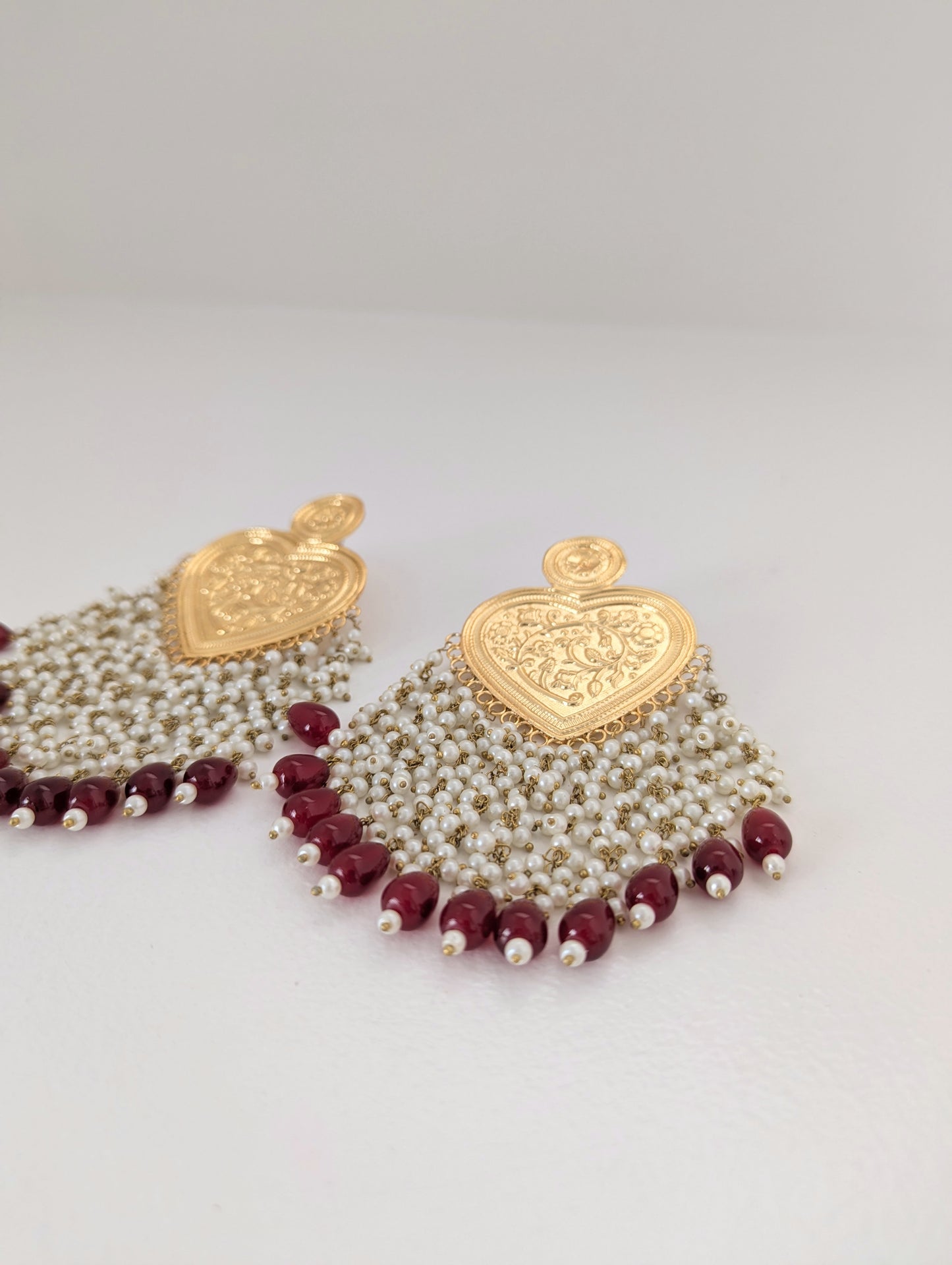 Thapa Statement Earrings - Burgundy