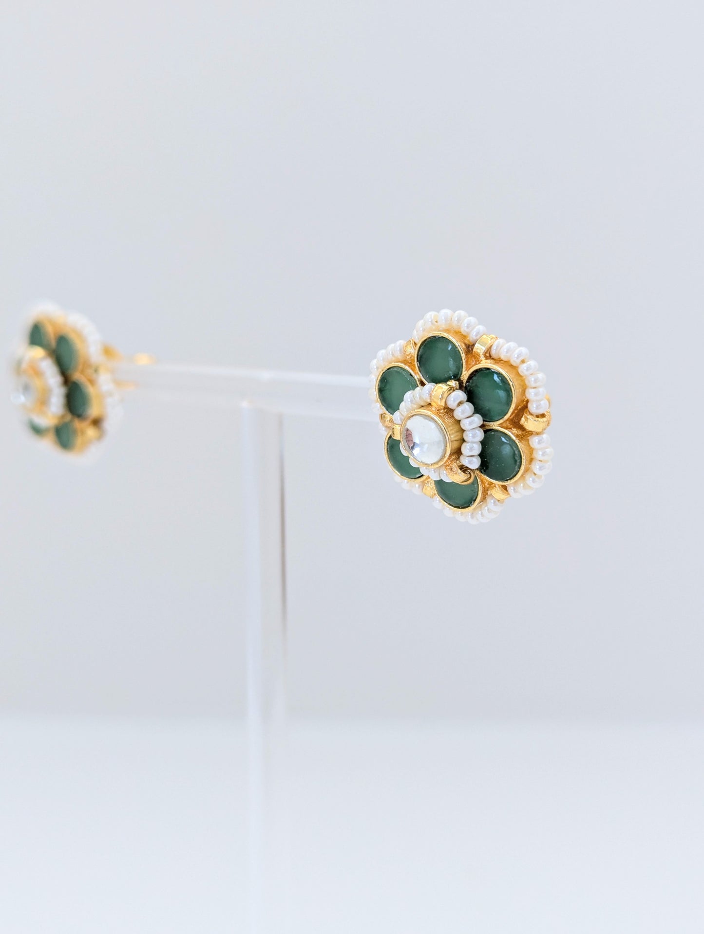 Pachi Kundan Set - Sage Blossom (NOT Dark Green or Emerald)