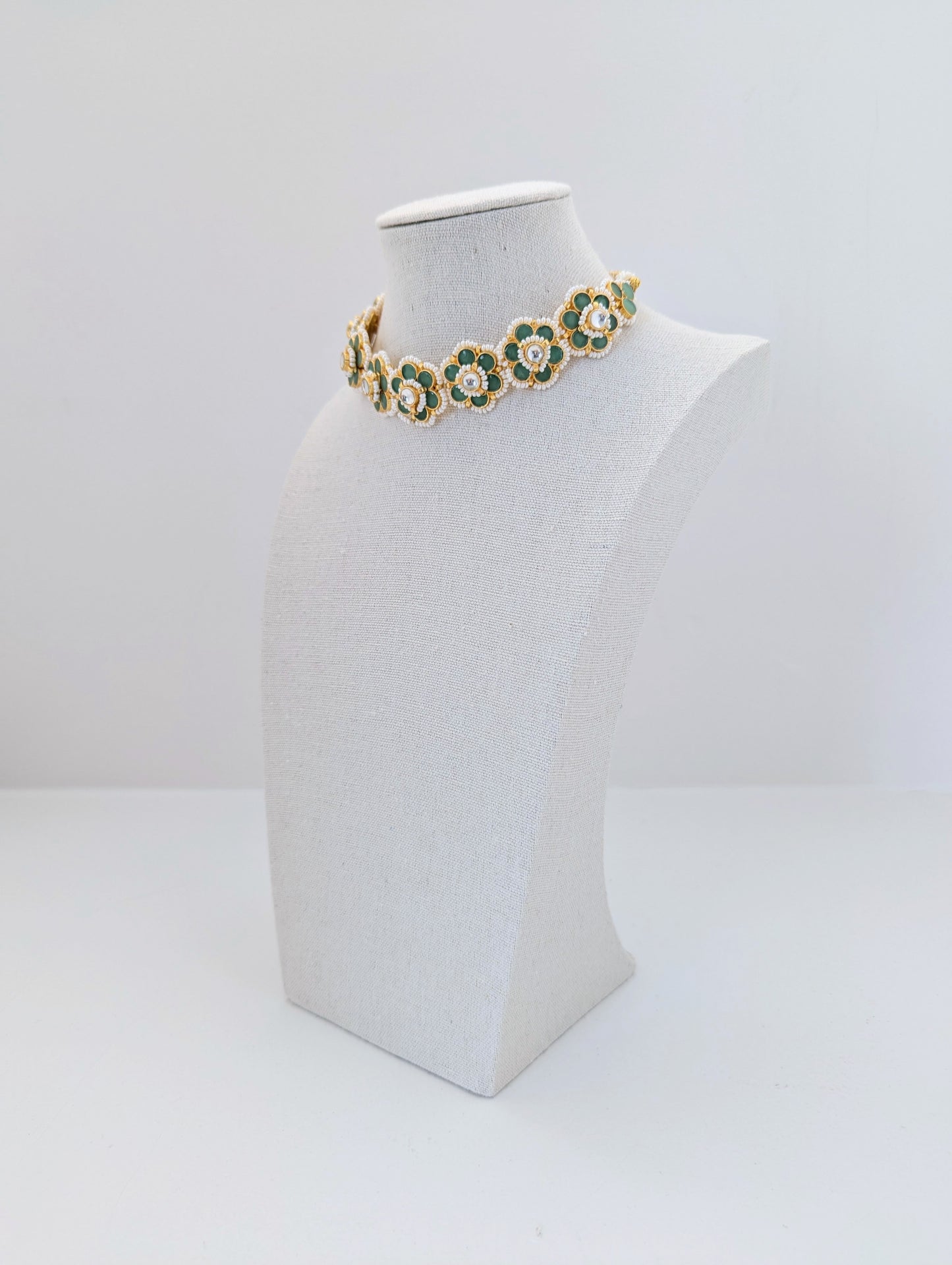 Pachi Kundan Set - Sage Blossom (NOT Dark Green or Emerald)