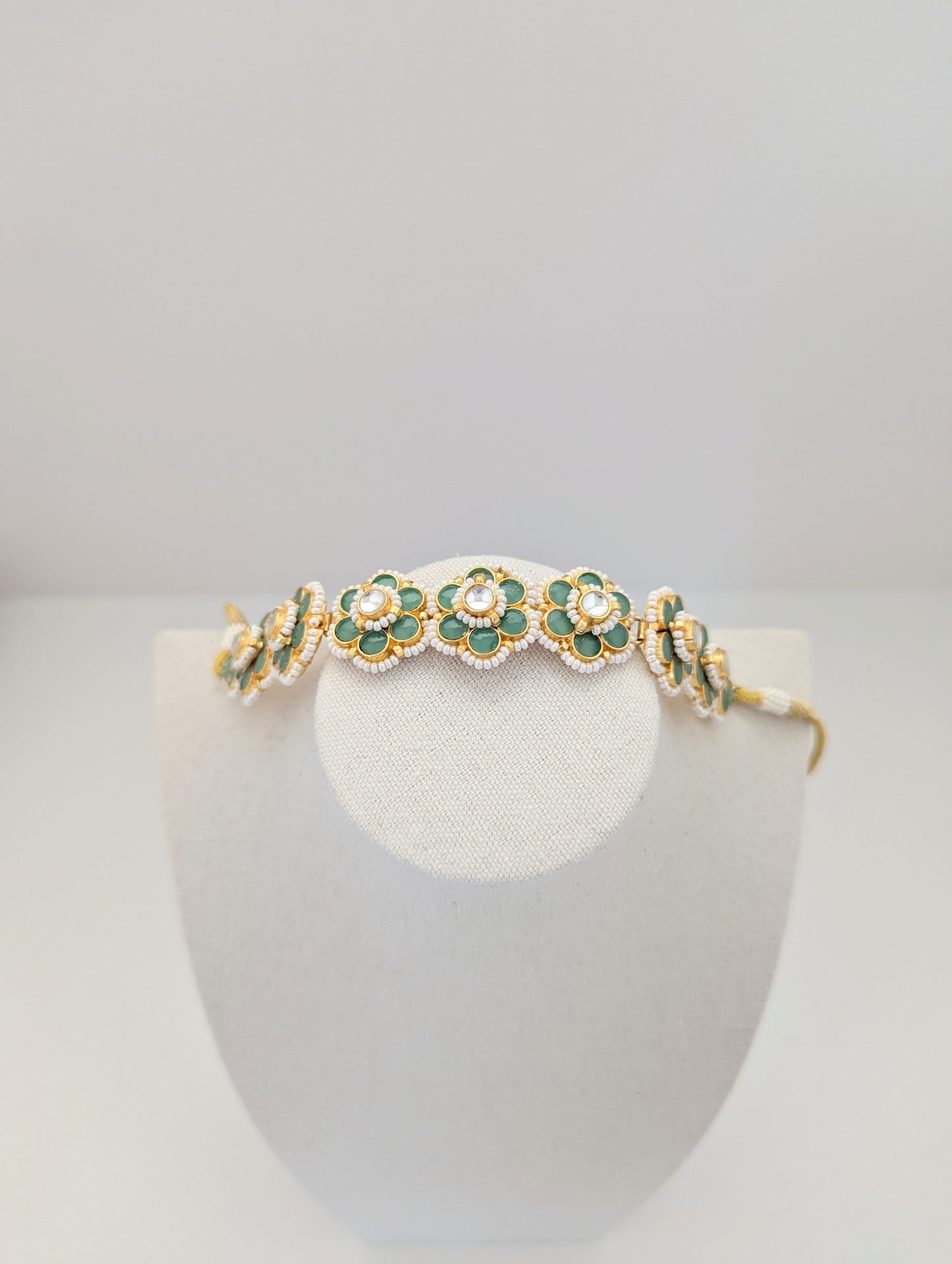 Pachi Kundan Set - Sage Blossom (NOT Dark Green or Emerald)