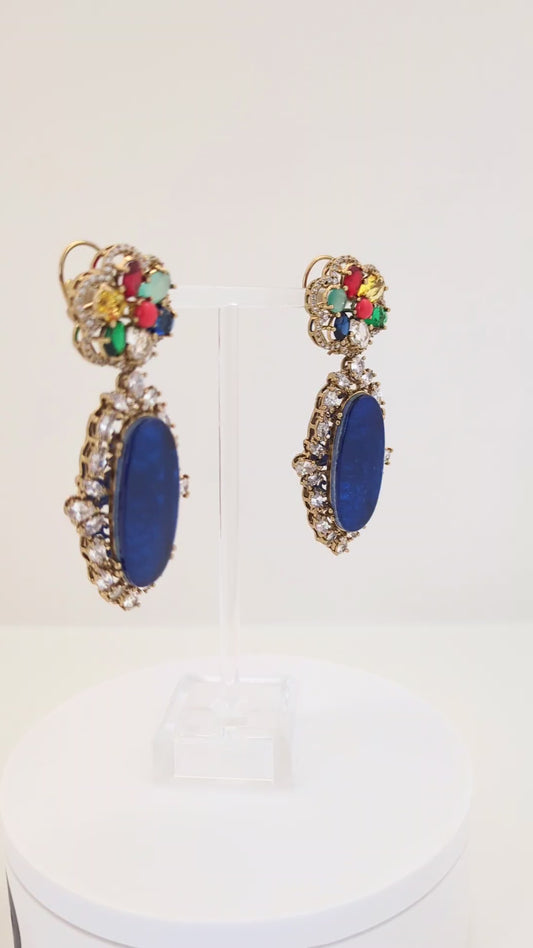 Rang Mahal Earrings - Dark Blue