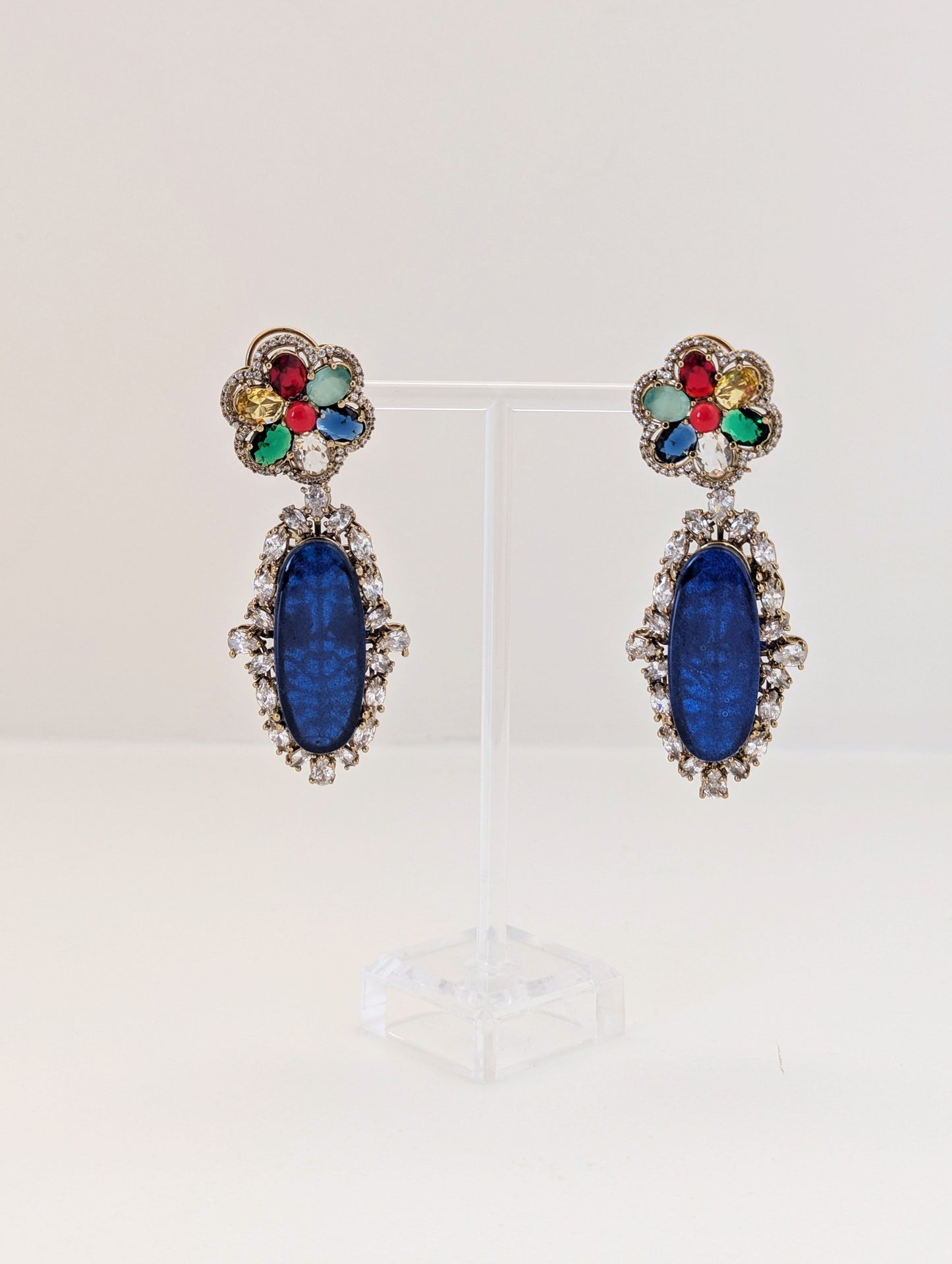 Rang Mahal Earrings - Dark Blue