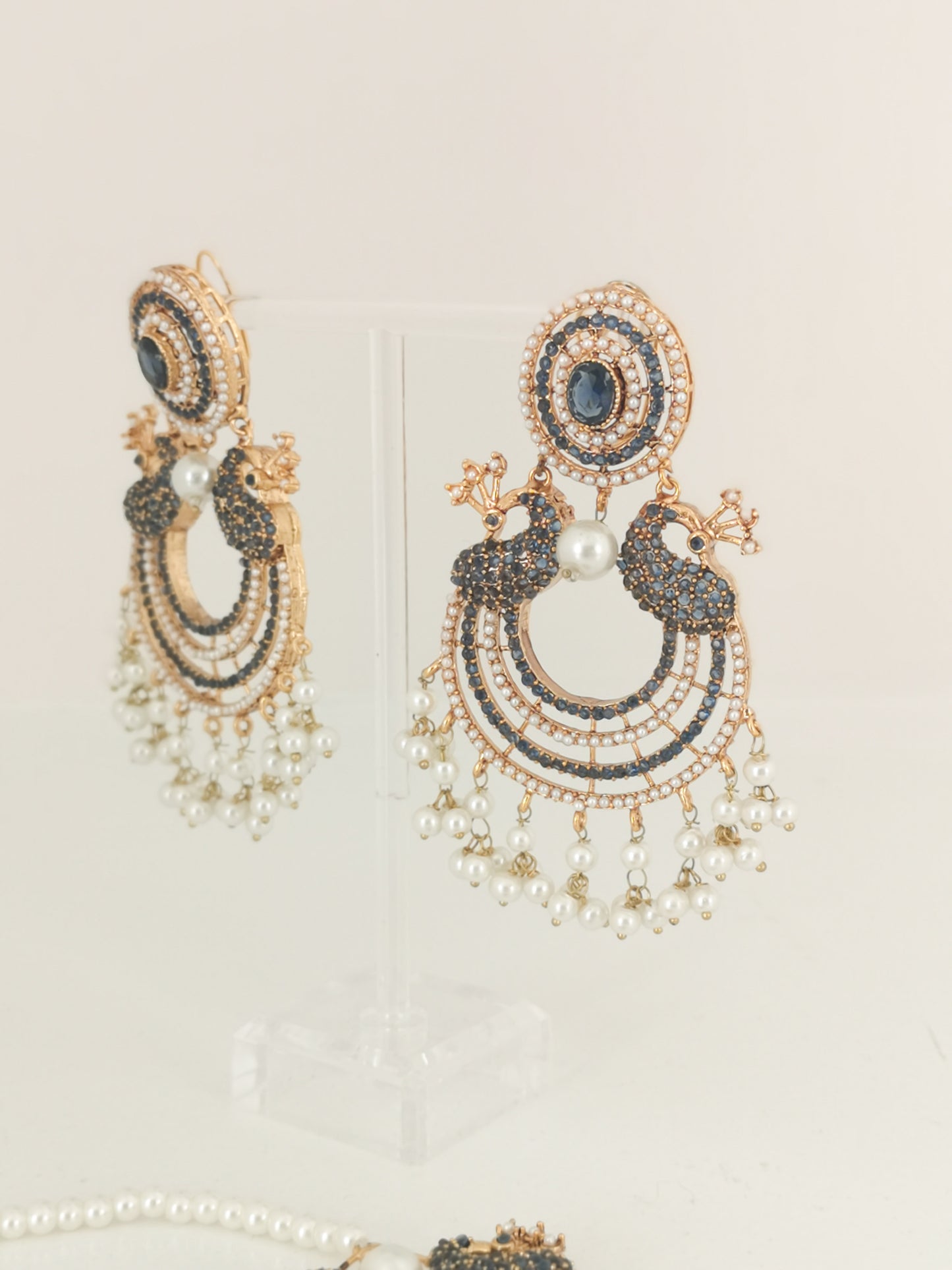Chaand Baali and Teeka Set - Dark Blue