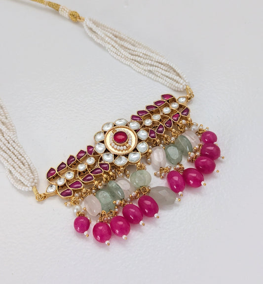 Pachi Kundan Set - Rose Mirage