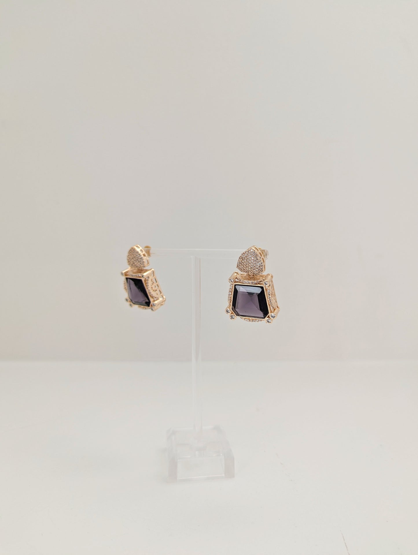 Prismatic Stone Earrings - Purple