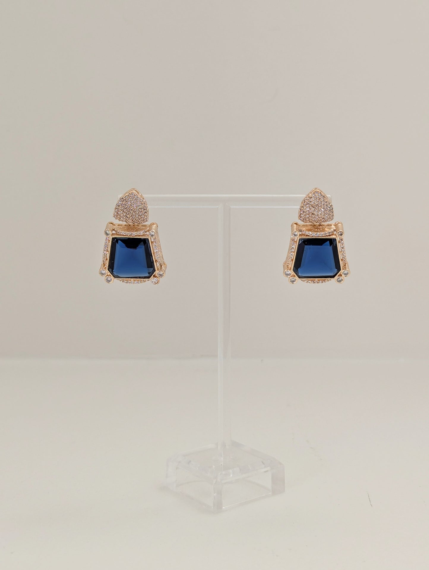 Prismatic Stone Earrings - Dark Blue