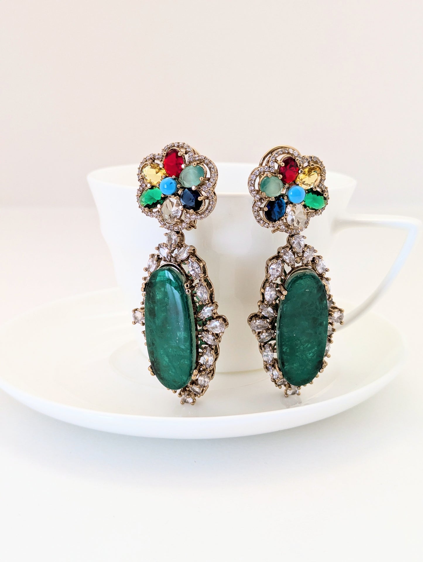 Rang Mahal Earrings - Dark Green