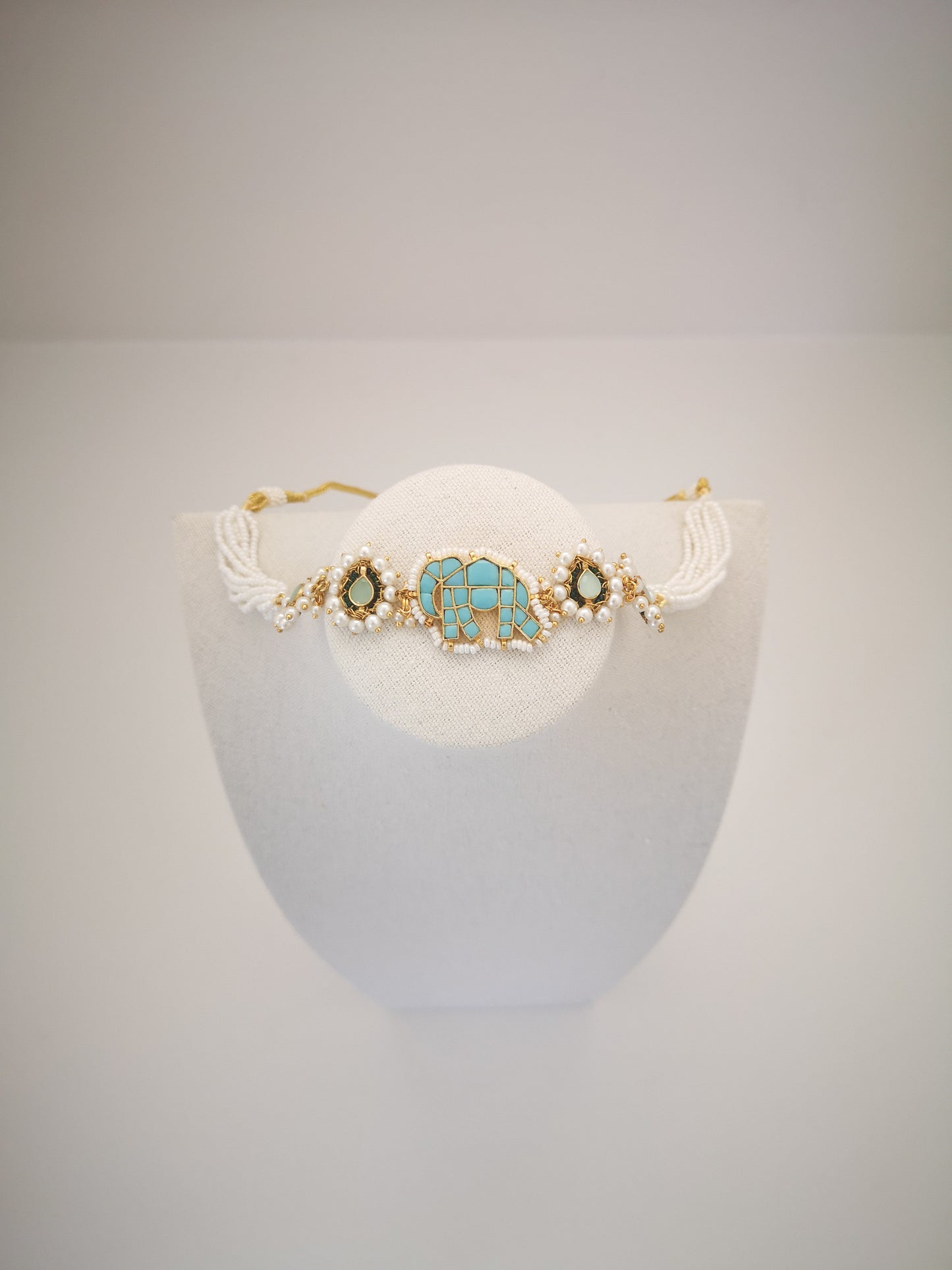 Pachi Kundan Set - Light Blue, Sage Green and Beige