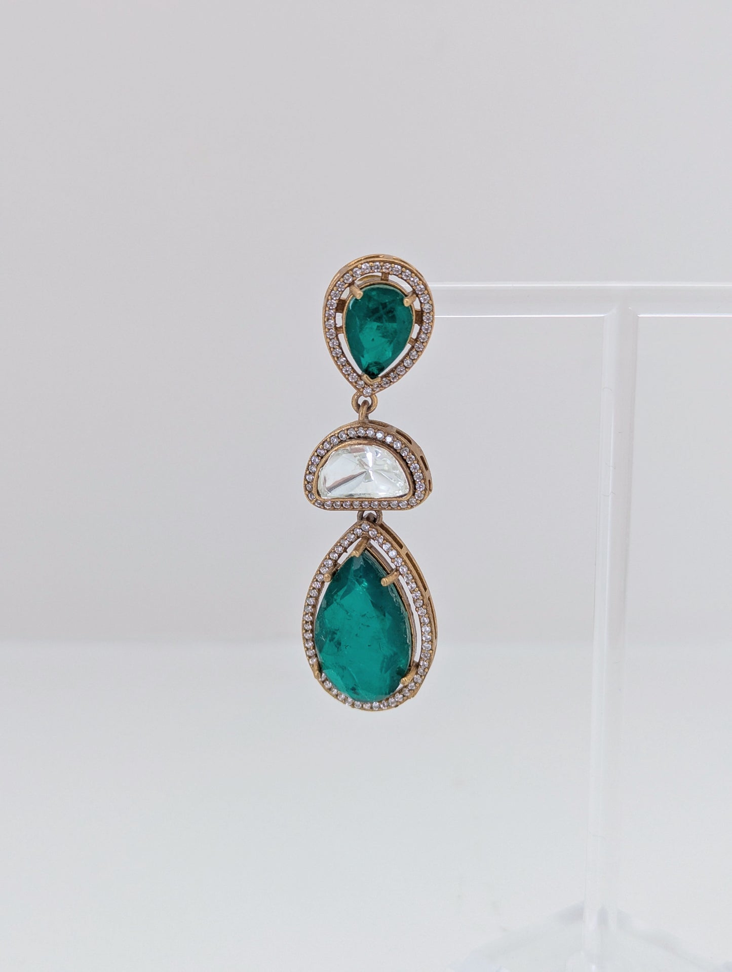 Doublet Stone Earrings - Royal Green