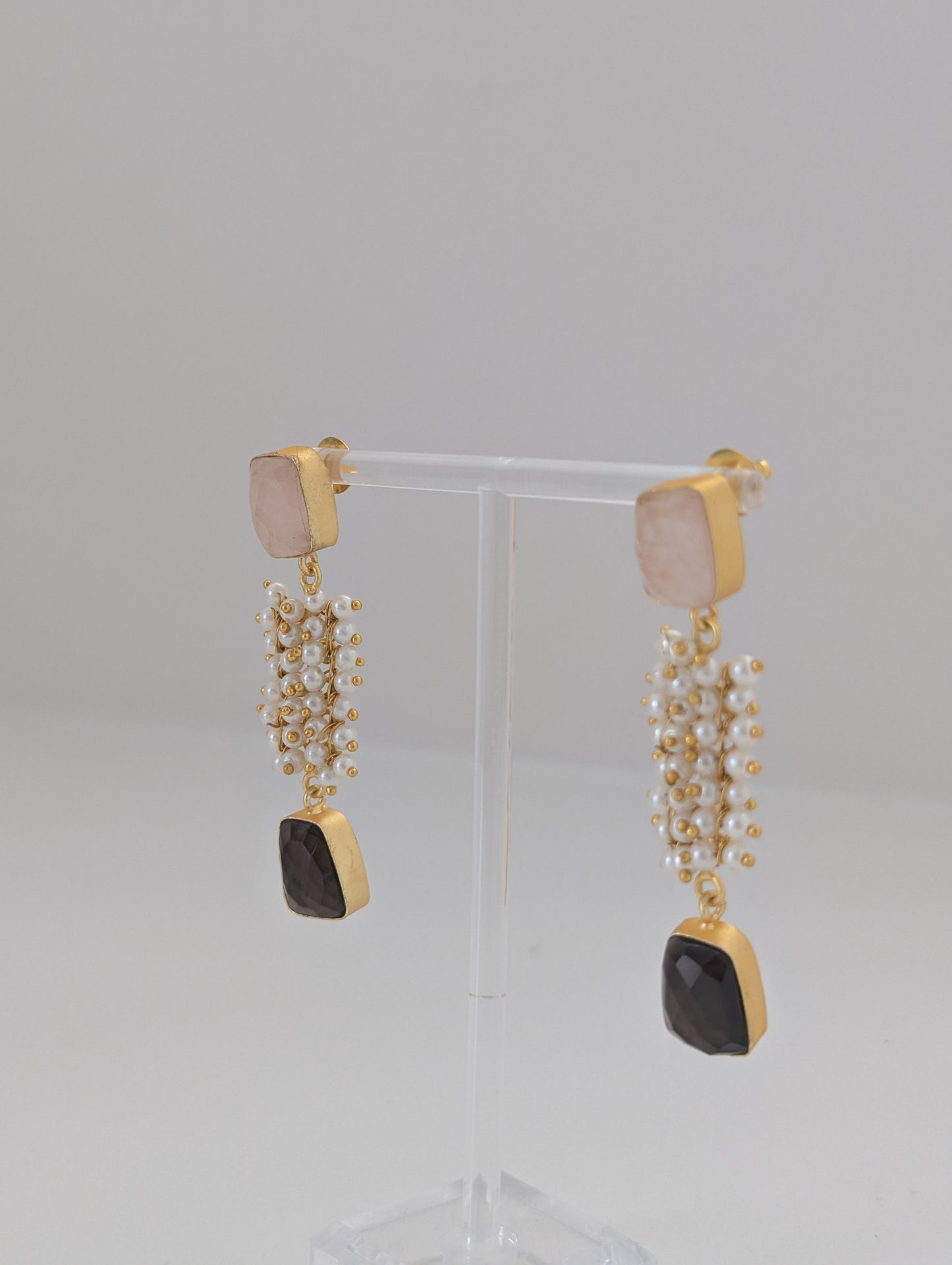 Classic Mimi - Freshwater Pearls Collection - Rose Quartz, Smoky Quartz and Pearls