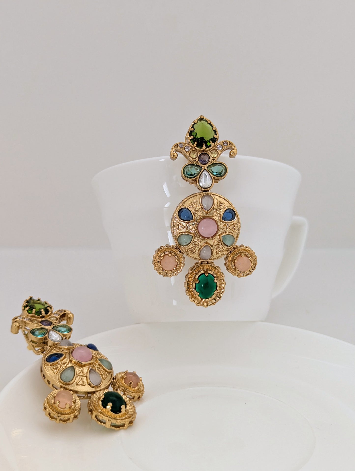 Aurora Charm Earrings (Green Stone)